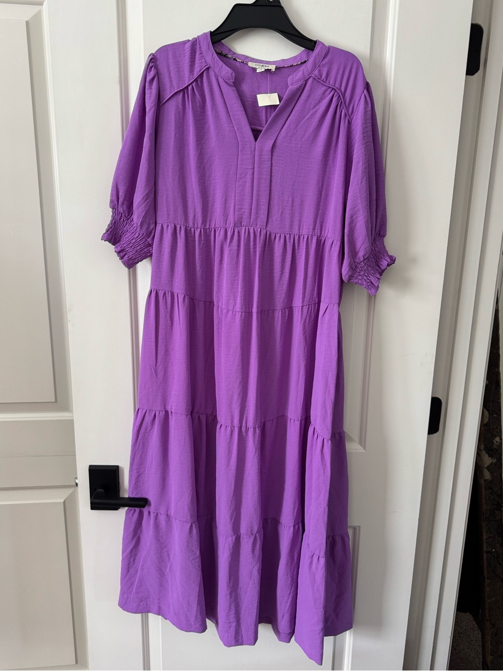 NWT Umgee Orchid Purple Short Puff Sleeve Dress